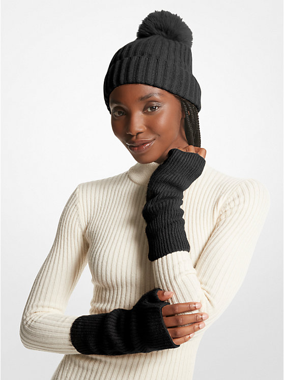 Michael Kors Ribbed Cashmere Fingerless Naisten Käsineet Mustat | FIJPZ1000